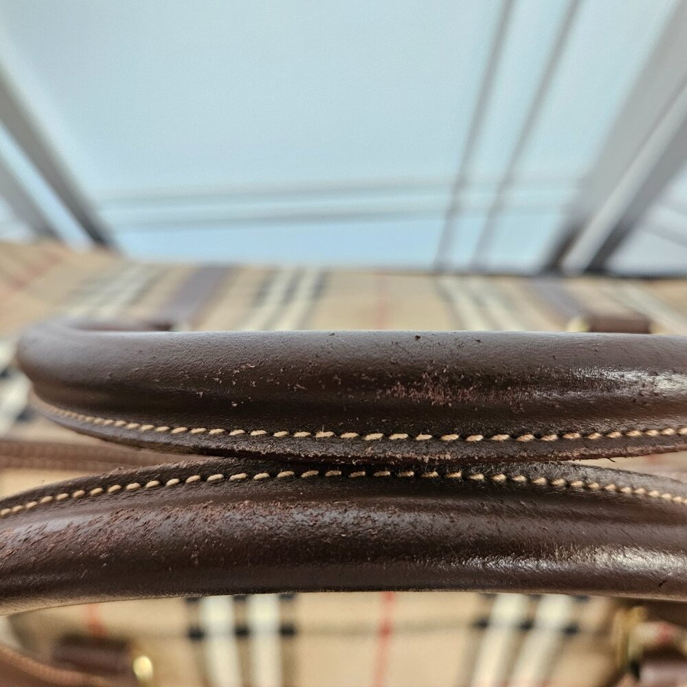 Burberrys Vintage Haystack Boston Brown PVC Travel Bag - EUC - Picture 4 of 16